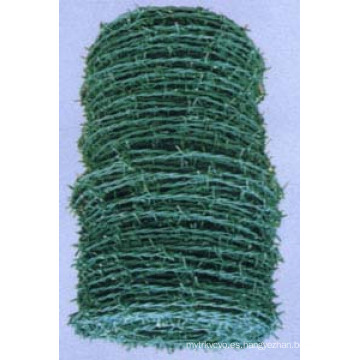 Revestimiento recubierto PVC verde del PVC de la varilla del alambre de púas